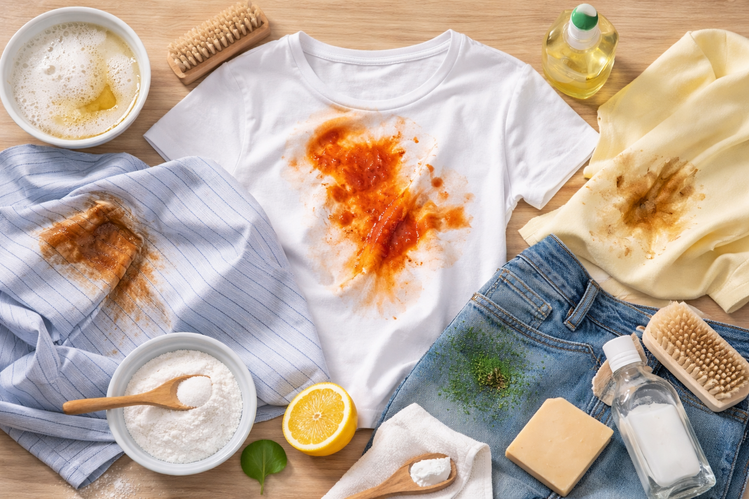 aangekoekte vlekken op kleding