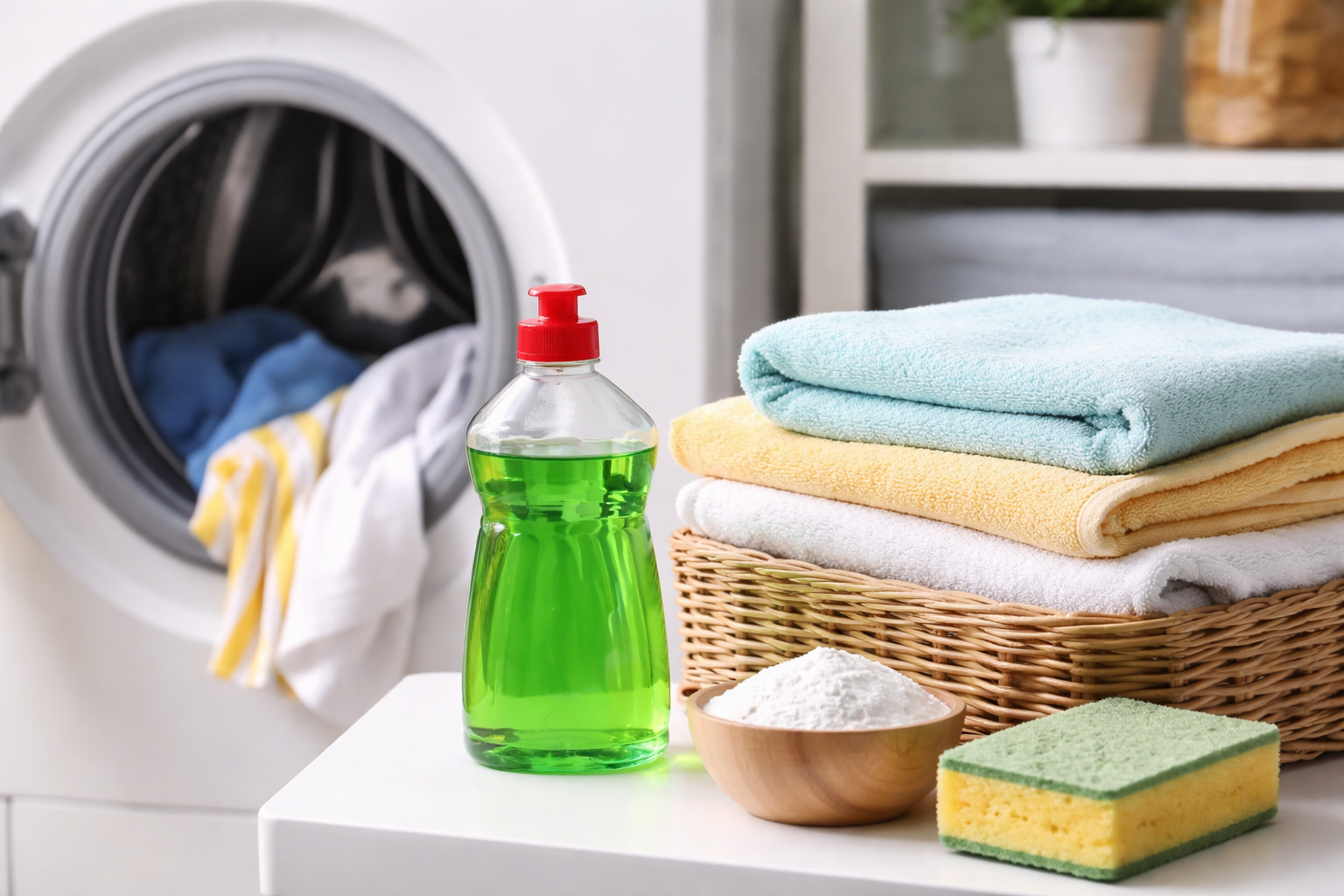 afwasmiddel in wasmachine